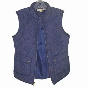 Catherine Malandrino Quilted Polka Dot Vest S Navy White Gold
